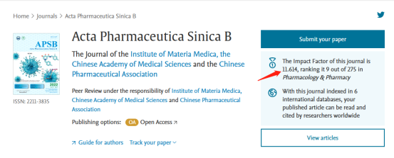 张庆莲教授团队在药学顶级期刊Acta Pharmaceutica Sinica B上发表学术论文-成医新闻网